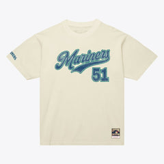 Ichiro Suzuki Seattle Mariners Cooperstown Collection Throwback Name & Number T-Shirt Cream | Mitchell & Ness