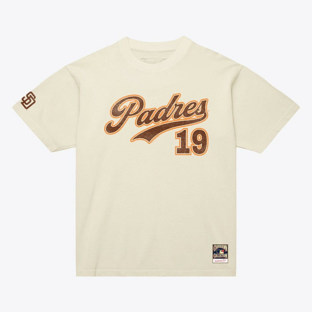Tony Gwynn San Diego Padres Cooperstown Collection Throwback Name & Number T-Shirt Cream | Mitchell & Ness