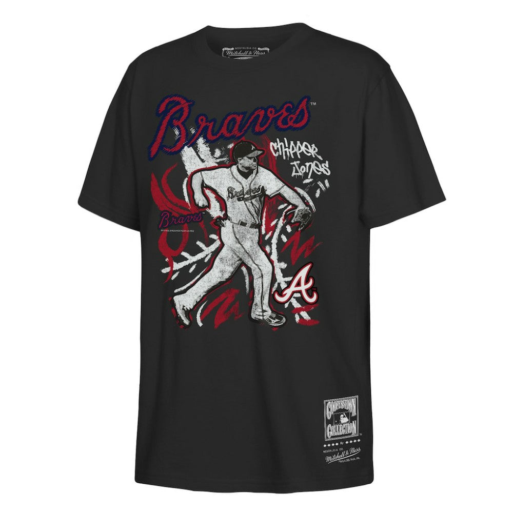 Chipper Jones Atlanta Braves Youth Chalked Up Player T-Shirt Black | Mitchell & Ness
