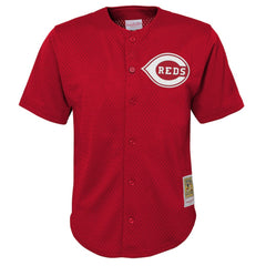 Deion Sanders Cincinnati Reds Youth Cooperstown Mesh Batting Practice Jersey - Red