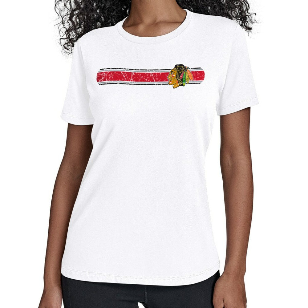 Chicago Blackhawks Starter Women's Team Stripe T-Shirt White