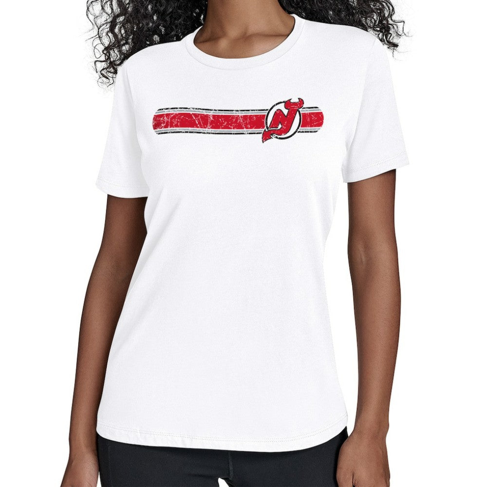 New Jersey Devils Starter Women's Team Stripe T-Shirt White