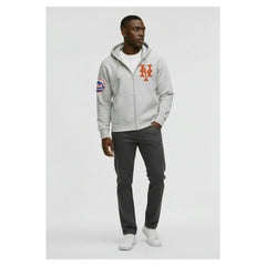 New York Mets Champion Reverse Weave Chenille Full-Zip Hoodie Gray