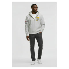 Pittsburgh Pirates Champion Reverse Weave Chenille Full-Zip Hoodie Heather Gray