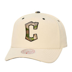 Cleveland Guardians Unisex Camo Logo Pro Crown Snapback Hat Cream | Mitchell & Ness