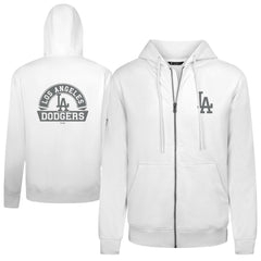 Los Angeles Dodgers Levelwear Podium Chenille Logo Full-Zip Hoodie White
