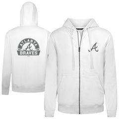 Atlanta Braves Levelwear Podium Chenille Logo Full-Zip Hoodie White