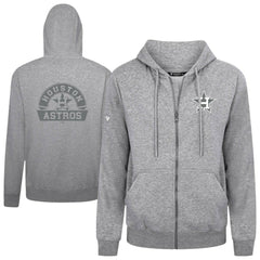Houston Astros Levelwear Podium Chenille Logo Full-Zip Hoodie Heather Gray