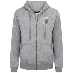 Kansas City Royals Levelwear Podium Chenille Logo Full-Zip Hoodie Heather Gray
