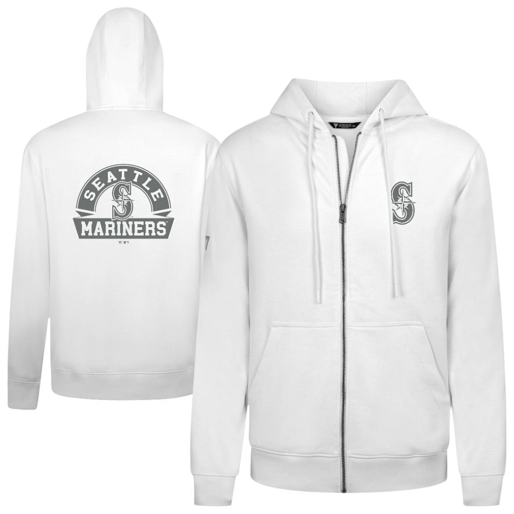 Seattle Mariners Levelwear Podium Banner Arch Full-Zip Hoodie White