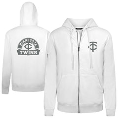 Minnesota Twins Levelwear Podium Banner Arch Full-Zip Hoodie White