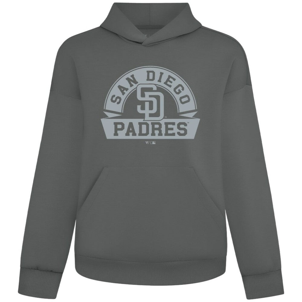 San Diego Padres Levelwear Luxe Signature Banner Arch Tri-Blend Hoodie Gray