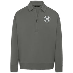 Chicago Cubs Levelwear Luxe Signature Quarter-Zip Chenille Logo Tri-Blend Sweatshirt Gray