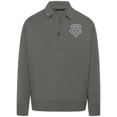 Minnesota Twins Levelwear Luxe Signature Quarter-Zip Chenille Logo Tri-Blend Sweatshirt Gray