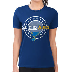 St. Louis Blues G-III 4Her by Carl Banks Women's Super-Slim Lightweight Pinstripe Circle Graphic T-Shirt Royal