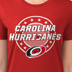 Carolina Hurricanes G-III 4Her by Carl Banks Women's Super-Slim Lightweight Pinstripe Circle Graphic T-Shirt Red