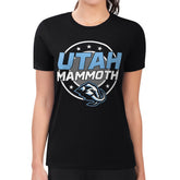 Utah Mammoth G-III 4Her by Carl Banks Women's Super-Slim Lightweight Pinstripe Circle Graphic T-Shirt Black