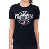 Columbus Blue Jackets G-III 4Her by Carl Banks Women's Super-Slim Lightweight Pinstripe Circle Graphic T-Shirt Navy