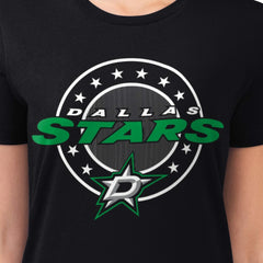 Dallas Stars G-III 4Her by Carl Banks Women's Super-Slim Lightweight Pinstripe Circle Graphic T-Shirt Black