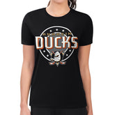Anaheim Ducks G-III 4Her by Carl Banks Women's Super-Slim Lightweight Pinstripe Circle Graphic T-Shirt Black