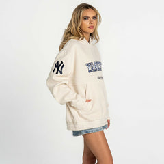 New York Yankees The Wild Collective Women's Oversized Cord Hoodie Cream