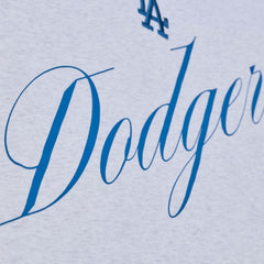 Los Angeles Dodgers Women's Script Cropped Boxy T-Shirt Heather Gray | Mitchell & Ness