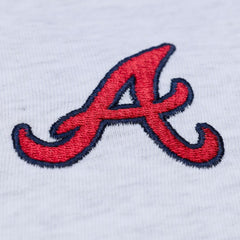Atlanta Braves Women's Script Cropped Boxy T-Shirt Heather Gray | Mitchell & Ness