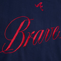 Atlanta Braves Women's Script Sweatshirt Navy | Mitchell & Ness