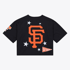 San Francisco Giants Women's Pep Rally Cropped Boxy T-Shirt Black | Mitchell & Ness