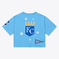 Kansas City Royals Women's Pep Rally Cropped Boxy T-Shirt Light Blue | Mitchell & Ness