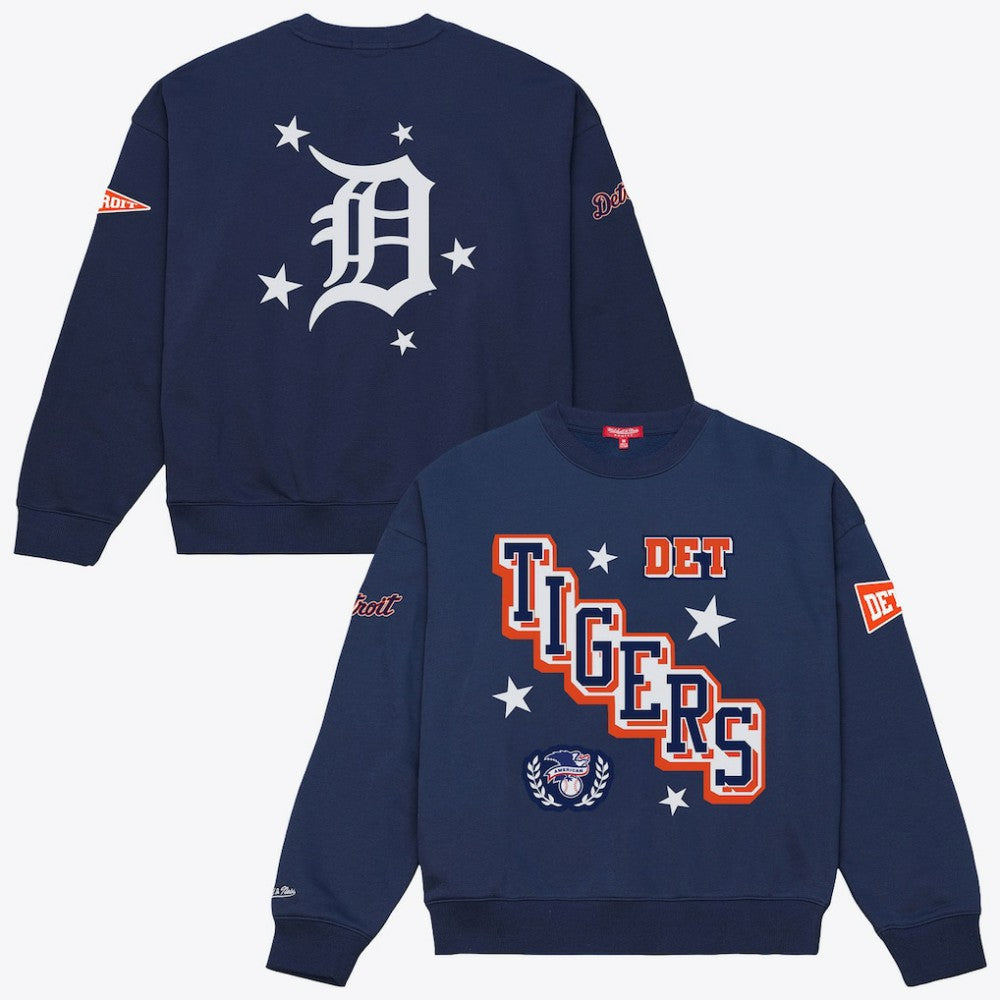 Detroit Tigers Women's Pep Rally Sweatshirt Navy | Mitchell & Ness