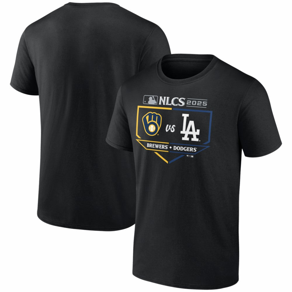 Milwaukee Brewers vs. Los Angeles Dodgers 2025 National League Championship Series Matchup Batter's Box T-Shirt Black