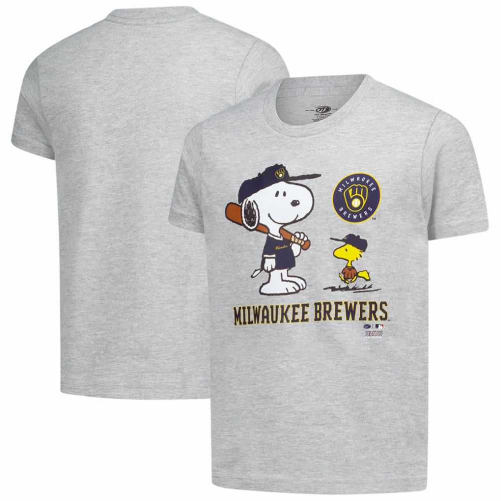Milwaukee Brewers Youth Peanuts Snoopy T-Shirt Heather Gray