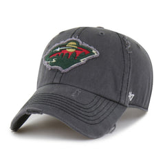 Minnesota Wild '47 Weathered Clean Up Adjustable Hat Charcoal