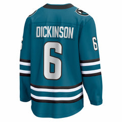 Sam Dickinson San Jose Sharks Fanatics Home Breakaway Jersey Teal
