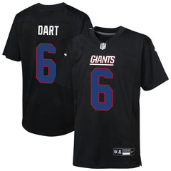 Jaxson Dart New York Giants Youth Fashion Game Jersey - Carbon Black