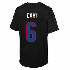 Jaxson Dart New York Giants Youth Fashion Game Jersey - Carbon Black