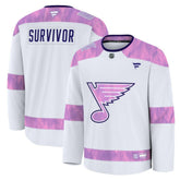 St. Louis Blues Fanatics Hockey Fights Cancer Survivor Practice Jersey White