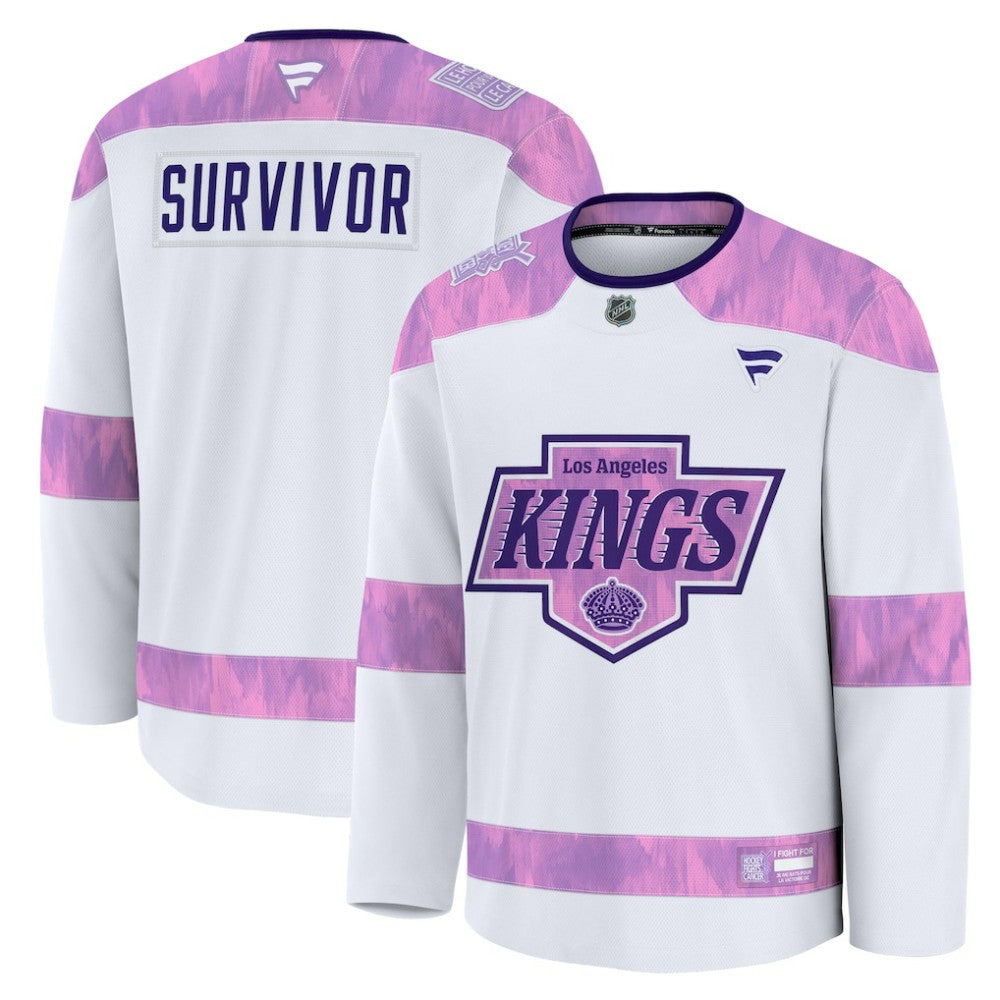 Los Angeles Kings Fanatics Hockey Fights Cancer Survivor Practice Jersey White
