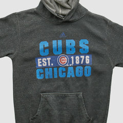 Chicago Cubs Adidas 2010s Hooded Pullover Sweatshirt Dark Heather Gray Vintage