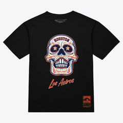 Houston Astros Women's Sugar Skull Boxy T-Shirt Black | Mitchell & Ness