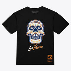 San Diego Padres Women's Sugar Skull Boxy T-Shirt Black | Mitchell & Ness