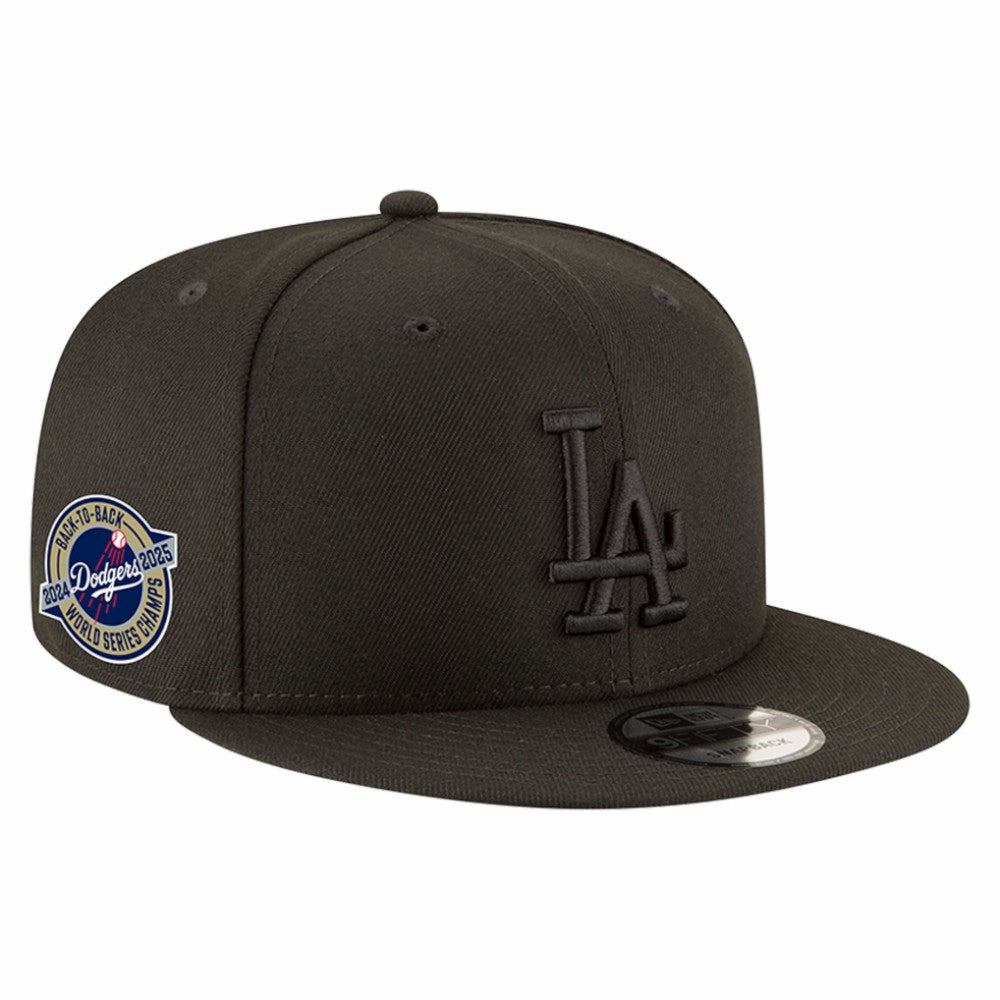 Los Angeles Dodgers 2024/25 Back-to-Back Champions Circle Side Patch 9FIFTY Snapback Hat Black | New Era