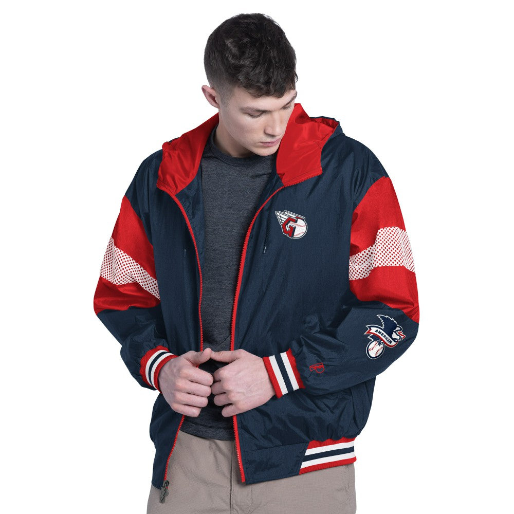 Cleveland Guardians Pro Player Legacy Lightweight Full-Zip Hooded Jacket Navy/Red