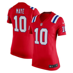 Drake Maye New England Patriots Women's Alternate Game Jersey - Red