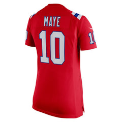 Drake Maye New England Patriots Women's Alternate Game Jersey - Red