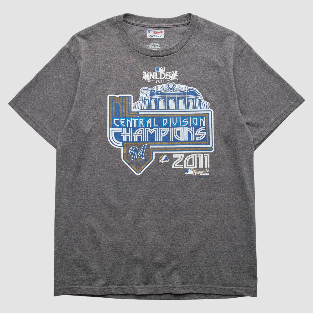 Milwaukee Brewers Majestic 2011 T-shirt Dark Heather Gray Vintage