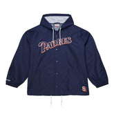 San Diego Padres Full-Snap Hooded Coaches Jacket Navy | Mitchell & Ness