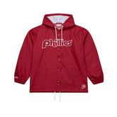 Philadelphia Phillies Full-Snap Hooded Coaches Jacket Red | Mitchell & Ness