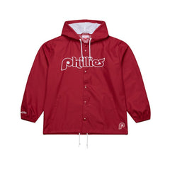 Philadelphia Phillies Full-Snap Hooded Coaches Jacket Red | Mitchell & Ness